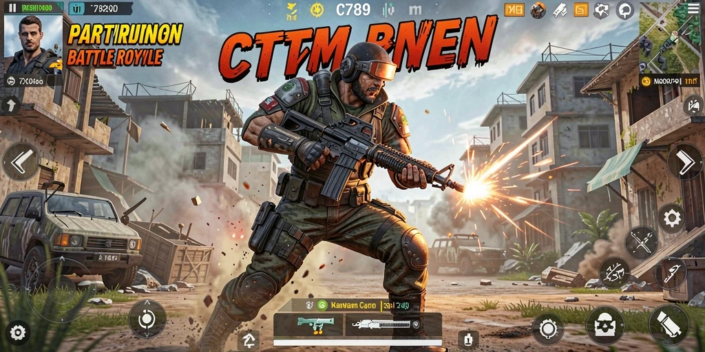 Tampilan gameplay C789 dengan aksi Battle Royale yang menegangkan.