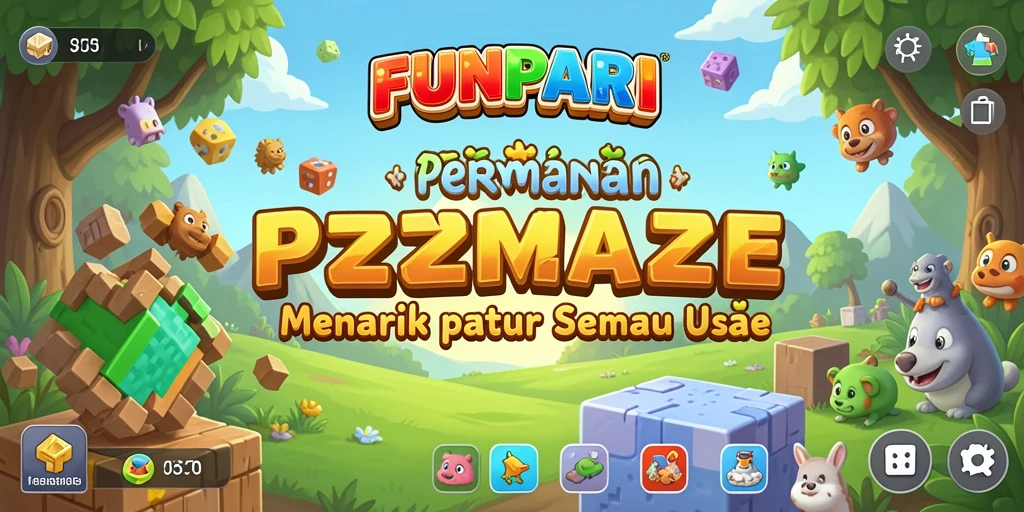 Tangkapan layar utama menunjukkan gameplay menantang dari FUNPARI dengan teka-teki berwarna-warni.