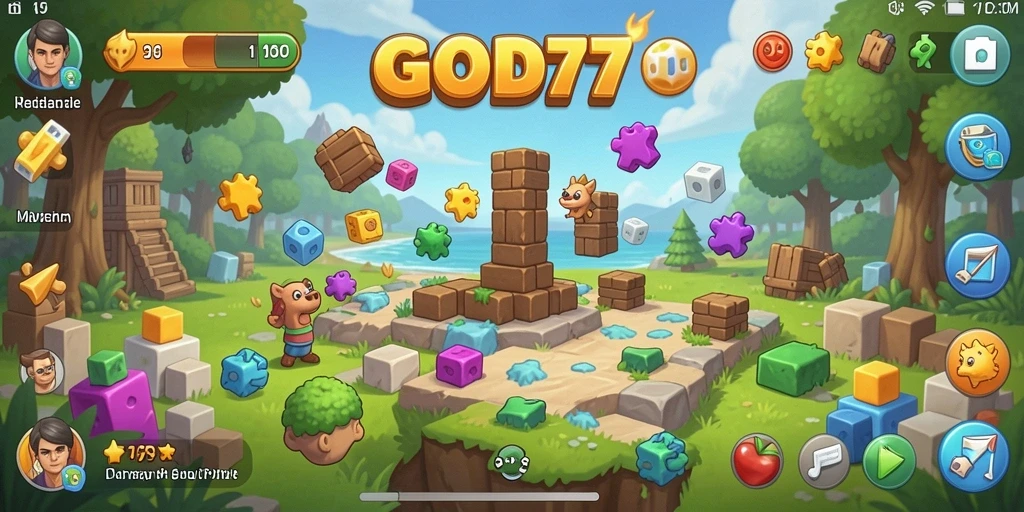 Tampilan gameplay seru dalam GOD77 saat menyelesaikan teka-teki Puzzle.