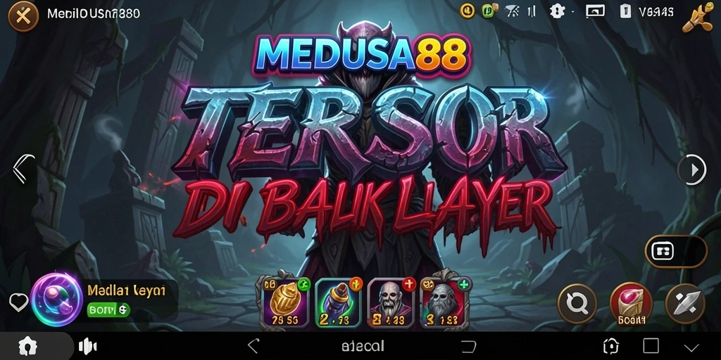 Screenshot gameplay MEDUSA88 menampilkan suasana mencekam dan karakter menyeramkan.