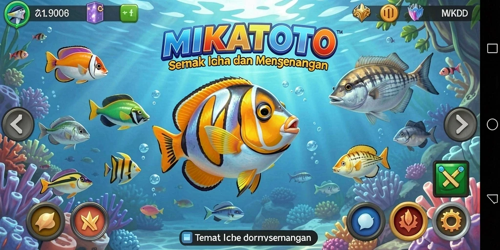 Screenshot gameplay MIKATOTO menampilkan aksi menembak ikan yang seru.