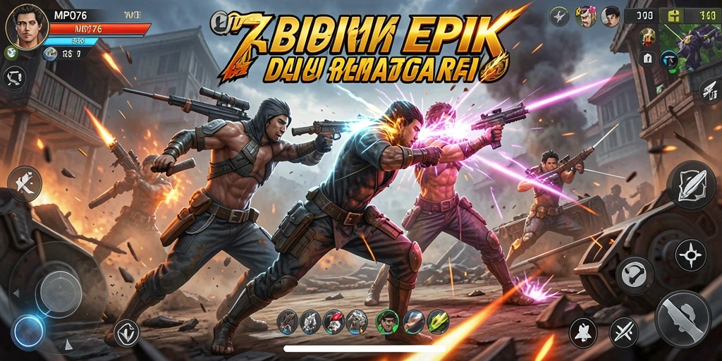 Tampilan gameplay MPO76 yang mendebarkan saat bertarung.