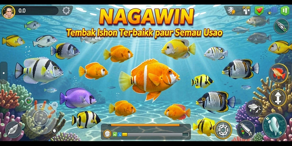 Tampilan gameplay NAGAWIN yang mengasyikkan di dunia bawah laut.
