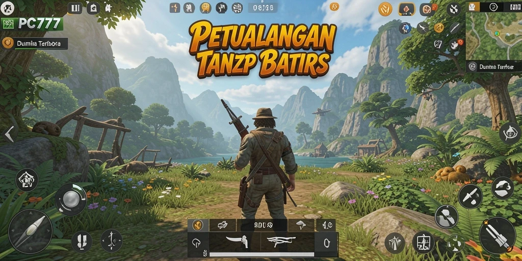 Screenshot menunjukkan karakter utama menjelajahi dunia terbuka yang menakjubkan.