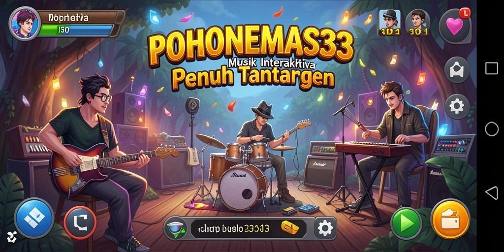 Tampilan gameplay <strong>POHONEMAS33</strong> menunjukkan interaksi musik yang seru.