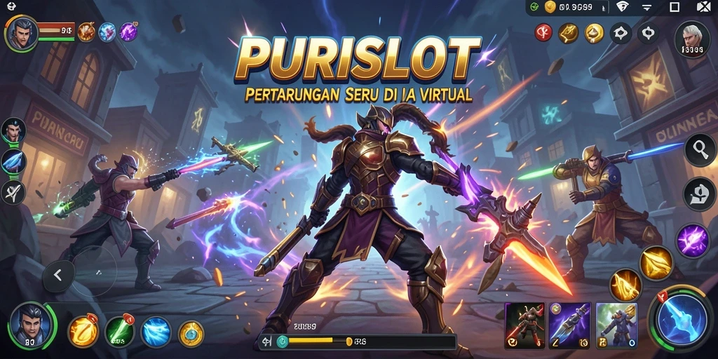 Gameplay mendebarkan dengan aksi pertarungan karakter di PURISLOT.