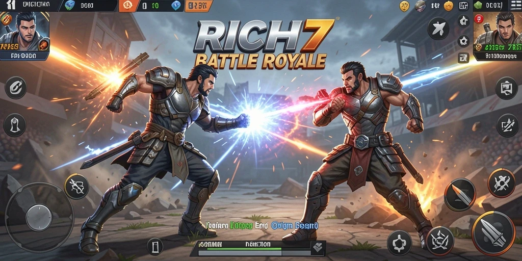 Screenshot RICH7 menampilkan aksi seru di tengah pertempuran Battle Royale.