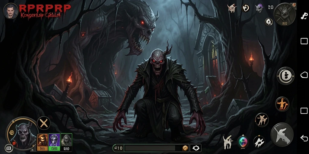 Tampilan gameplay RPRPRP yang menegangkan dan menyeramkan.