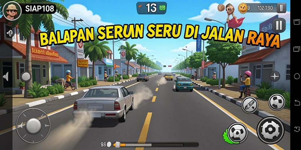 Tampilan gameplay SIAP108 yang mendebarkan di jalan raya.