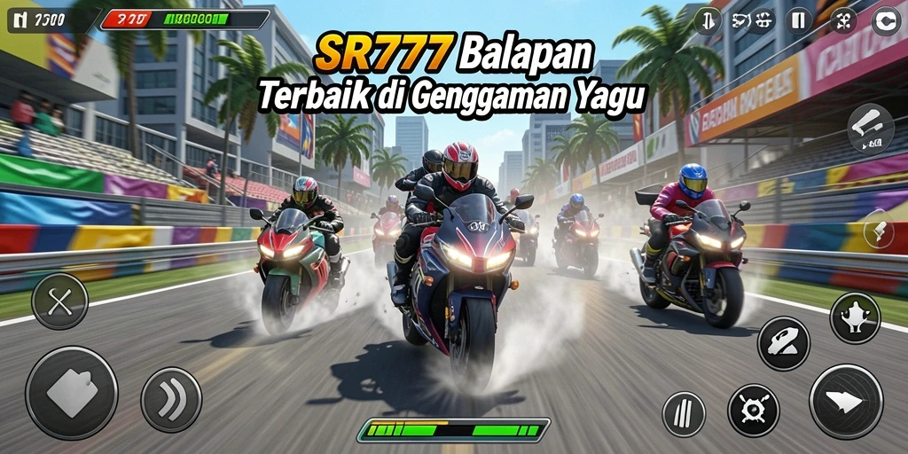 Tampilan menarik dari gameplay SR777 yang menampilkan balapan motor cepat.
