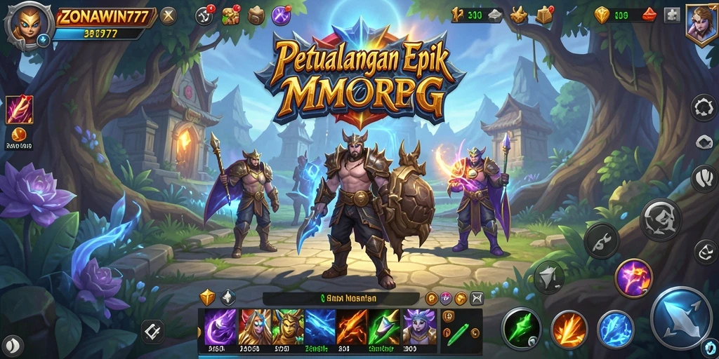 Tangkapan layar utama ZONAWIN777 menampilkan aksi gameplay seru di dunia MMORPG.